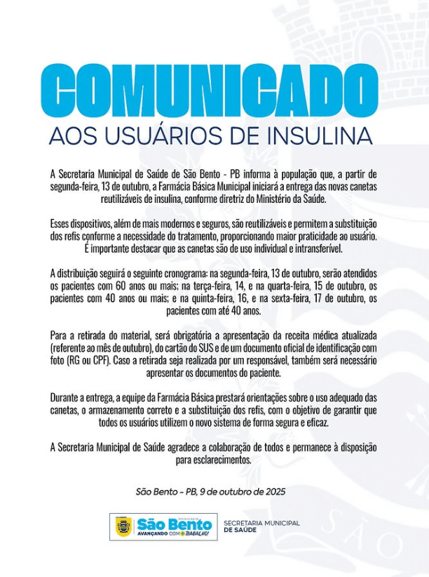 comunicado saude sao bento