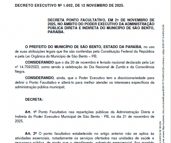decreto sao bento