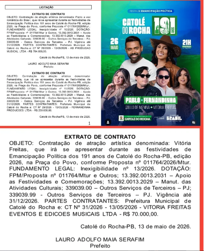 valores festa catolé